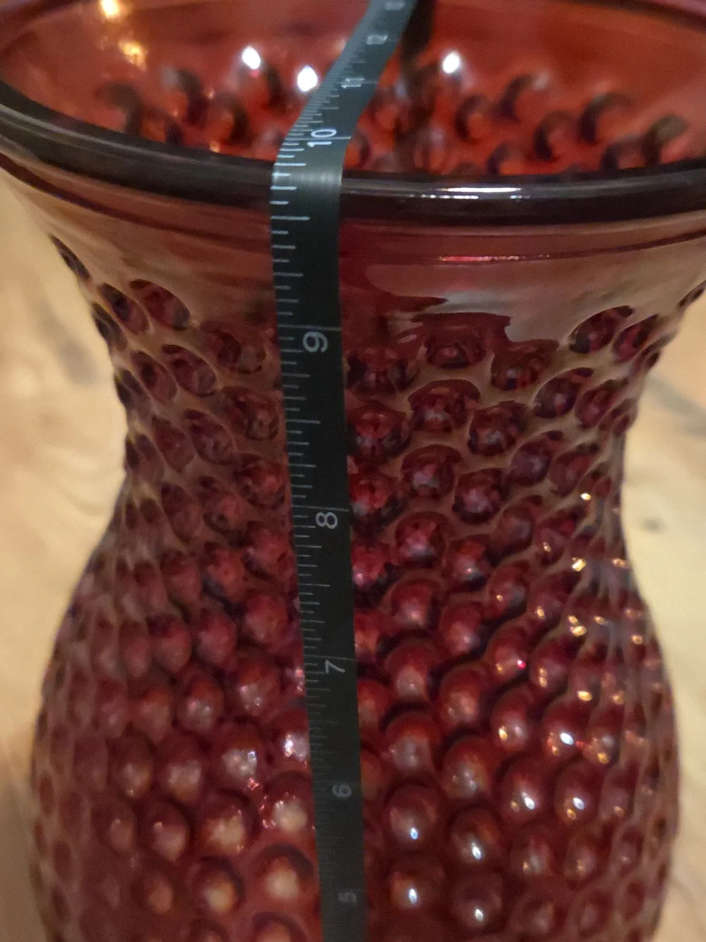 Cranberry Bubble Glass Vase - Decorative Home Accent